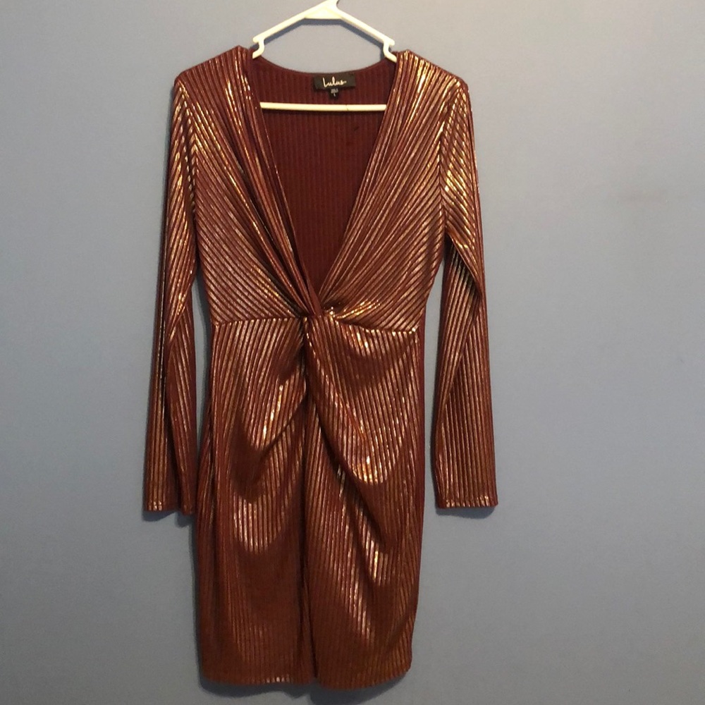 Drop Necked Long Sleeve Party Dress